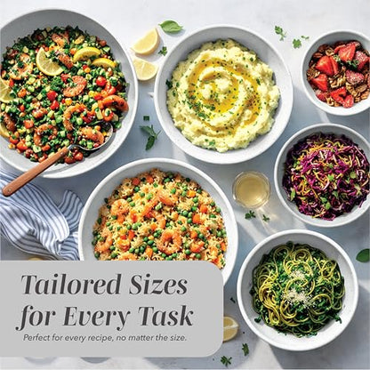 COOK WITH COLOR Mixing Bowls with TPR Lids - 12 Piece Plastic Nesting Bowls Set includes 6 Prep Bowls and 6 Lids, Microwave Safe Mixing Bowl Set (Speckled White) - color: Speckled White TPR Lids