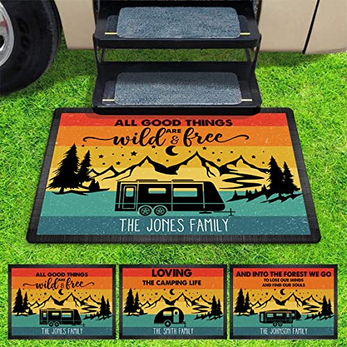 Personalized Into The Forest We Go to Lose Our Minds Find Souls Doormat - Family Name Camping Door Mat, RV Accessories for Inside Outside Travel Trailers Funny Campsite Decorations, 16 x 24 inches - color: Style 3