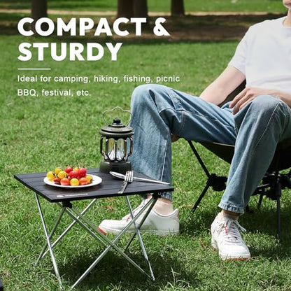 MellowCamp Camping Side Table, Ultralight Aluminum Folding Table, Small Compact Portable Ideal for Camping, Hiking, Beach, Outdoor Cooking, Picnics (Black, Small) - size: Small -13.6x15.6x14.6 in