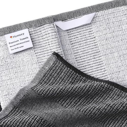 Homaxy Premium Kitchen Towels(18”x 28”, 6 Pack), Large Cotton Kitchen Hand Towels, Flat and Terry Dish Towels, 380 GSM Highly Absorbent Tea Towel Set with Hanging Loop, Black - color: Black, style: 6-pack