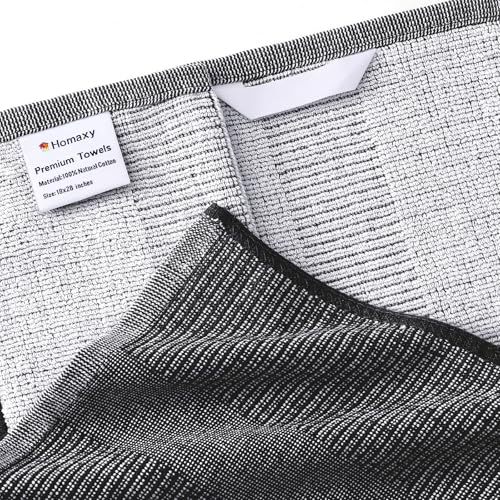 Homaxy Premium Kitchen Towels(18”x 28”, 8 Pack), Large Cotton Kitchen Hand Towels, Flat and Terry Dish Towels, 380 GSM Highly Absorbent Tea Towel Set with Hanging Loop, Black - color: Black, style: 8-pack