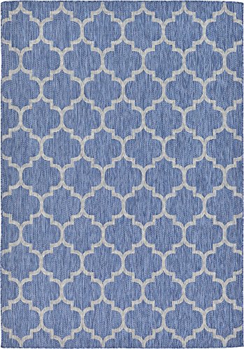 Unique Loom Outdoor Trellis Collection Area Rug (7' 1" x 10' Rectangle, Navy Blue/ Ivory) - color: Navy Blue/Ivory, size: 7'1" x 10' (Rectangular)