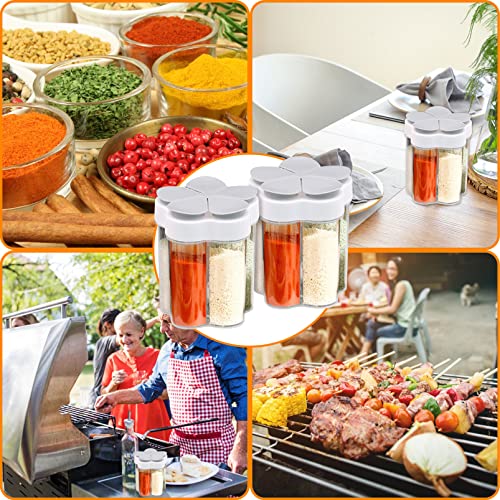 2 PCS Travel Spice Jars, 5-in-1 Seasoning Containers, Clear Plastic Condiment Bottle for Camping, Hiking, BBQ, Picnic