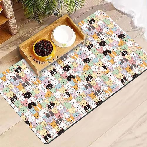 Dog Food Mat, Absorbent Pet Feeding Mat for Dog & Cat Food and Water Bowl, Non-Slip Quick Dry Pet Placemat Floor Protector for Messy Drinkers(17 x 30in) - color: Dog, size: 17x30in