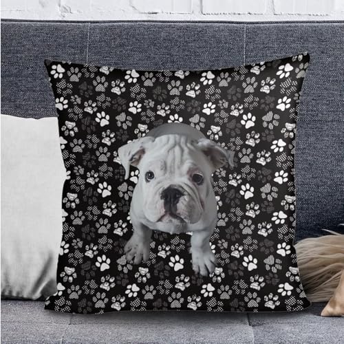 Bulldog Dog Paw Print 3 Pack RV Dinette Cushion Covers Stretch Camper Cushion Slipcover with Pillow Cover Non-Slip RV Couch Cover Sofa Slipover for Travel Trailer Couch - color: Bulldog Dog Paw