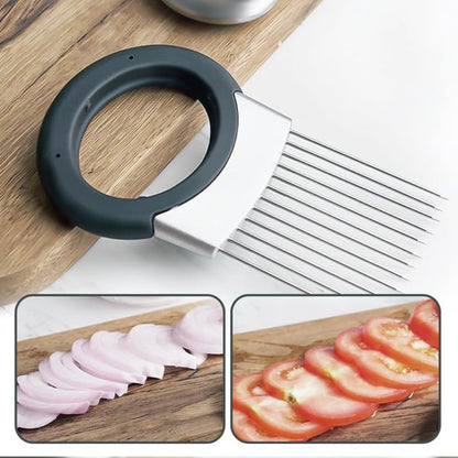 Stainless Steel Onion Slice Holder, Lemon Slicer Vegetable Cutter, Chopper Slicing Assistant Tool for Meat, Onion, Potato, Tomato Home Kitchen Tools (B-1 PCS) - color: B-1 PCS