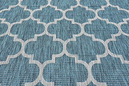 Unique Loom Outdoor Trellis Collection Area Rug (9' x 12' Rectangle, Teal/ Gray) - color: Teal/Gray, size: 9' x 12' (Rectangular)