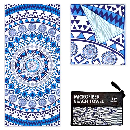 Elite Trend Microfiber Beach Towel for Adults with Bag - Extra Large 78x35 inch Lightweight Sand Free Quick Dry Towel for Travel, Swimming, Yoga, Camping (Blue Angel) - color: Blue Angel, style: Extra Large 78x35"