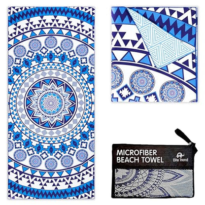 Elite Trend Microfiber Beach Towel for Adults with Bag - Extra Large 78x35 inch Lightweight Sand Free Quick Dry Towel for Travel, Swimming, Yoga, Camping (Blue Angel) - color: Blue Angel, style: Extra Large 78x35"
