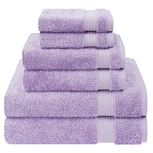 Cotton Paradise 6 Piece Towel Set, 100% Cotton Soft Absorbent Turkish Towels for Bathroom, 2 Bath Towels 2 Hand Towels 2 Washcloths, Lilac Towel Set - color: Lilac