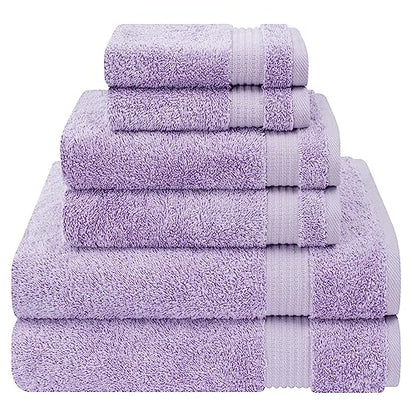 Cotton Paradise 6 Piece Towel Set, 100% Cotton Soft Absorbent Turkish Towels for Bathroom, 2 Bath Towels 2 Hand Towels 2 Washcloths, Lilac Towel Set - color: Lilac