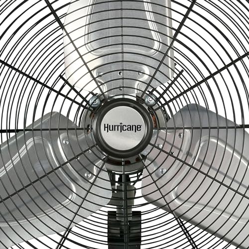 Hurricane Pro Commercial Grade Oscillating Metal Wall Mount Fan w/ 3 Speeds, Black, 20" - Corded Electric Air Cooling Unit w/ Powerful 4600 CFM Airflow for Home, Garage, Gym, Workshop & Greenhouse - style: 20" Pro Commercial Grade