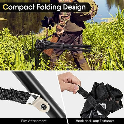 HAPPYGRILL 2-Pack Folding Hunting Stools, Lightweight Portable Chairs with Metal Frame & Carrying Strap, Outdoor Blind Chairs for Hunting Camping Fishing, Camouflage