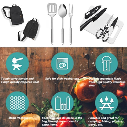 12-Piece Camping Kitchen Utensil Set – Portable Outdoor Cooking Utensils for Camping, RV, Backpacking & BBQ | Complete Camp Kitchen Gear Set with Carry Bag, Grilling Tools & Cooking Accessories - style: Black-12