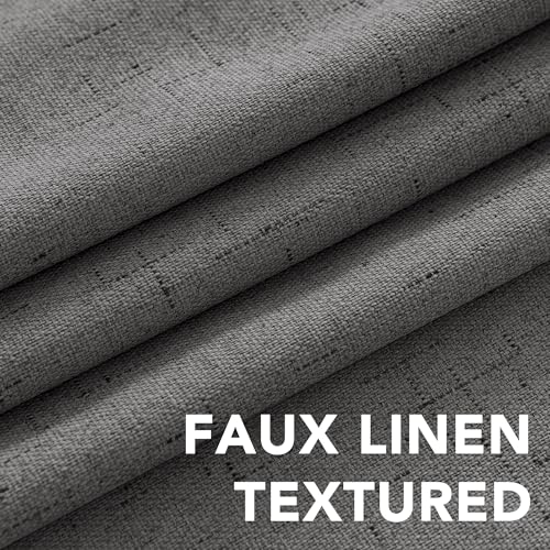 H.VERSAILTEX Linen Blackout Curtains 72 Inches Long 100% Absolutely Blackout Thermal Insulated Textured Linen Look Curtain Draperies Anti-Rust Grommet, Energy Saving with White Liner, 2 Panels, Grey - color: Grey, size: 52"W x 72"L (Pack of 2)
