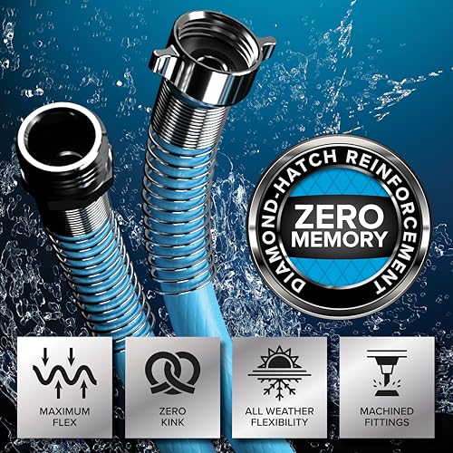 Camco EVOFlex 50-Ft RV Drinking Water Hose - Features Extra Flexible Design w/Stainless Steel Strain Relief Ends - Lead-Free, BPA-Free and Phthalate-Free - 5/8” Inside Diameter (22596) (Pack of 3) - size: 50-Foot (Pack of 3), style: Durable PVC