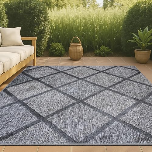 JONATHAN Y Diamond Trellis Indoor Outdoor Area Rug 4X6 Dark Gray, Salines for Backyard, Patio, Porch, Easy-Cleaning, High Traffic, Pet-Friendly, Non-Shedding (IBZ101A-4) - color: Dark Gray, size: 3'11" x 6' (Rectangular)