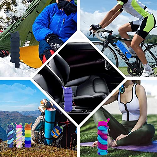 Collapsible Water Bottles 3 Pack Expandable Water Bottle 500ml for Travel Camping. (Colorful) - color: Colorful