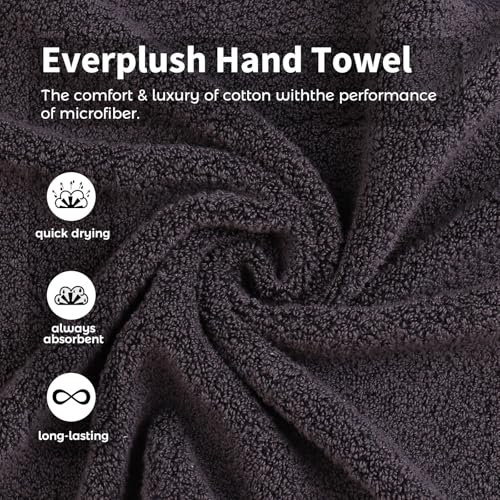 Everplush 4-Piece Premium Hand Towel Sets: Super-Soft, Highly Absorbent & Quick Drying Bathroom Towels – Versatile for Hotel, Bathroom, Shower, Spa, 16x30 Inches(Charcoal, 16" x 30") - color: Charcoal