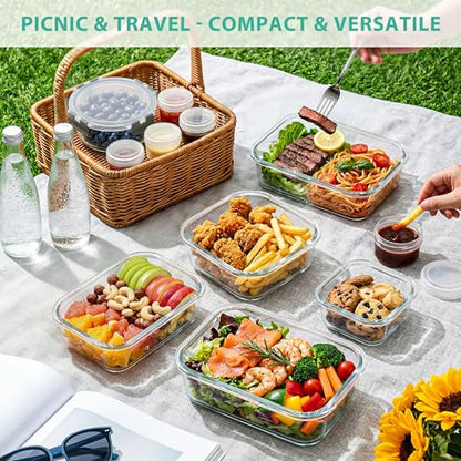 AMALEKO 34pc Glass Food Storage Containers with Lids Set, Airtight Glass Meal Prep Containers, Leak Proof Lunch Container BPA-Free, Microwave, Oven, Freezer, Dishwasher Safe-Gray - color: Gray