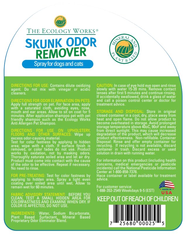 Skunk odor remover for dogs & pets| Spray on your Pet, Clothing, Furniture, Carpet| No Masking of Odor, Works on contact| Made in USA- 32 Ounces