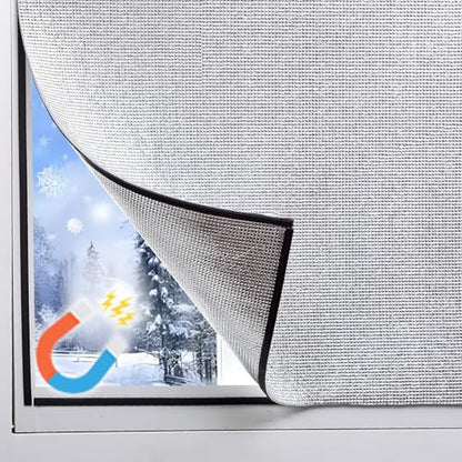 Magnetic Window Insulation Kit Suitable for Summer and Winter, Heat Reflective Window Film and Magnetic Strip Kit Suitable for Windows,RV Windows,Self Adhesive Easy Installation (48"x72"(122x183cm)) - size: 48" x 72"