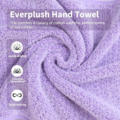 Everplush 4-Piece Premium Hand Towel Sets: Super-Soft, Highly Absorbent & Quick Drying Bathroom Towels – Versatile for Hotel, Bathroom, Shower, Spa, 16x30 Inches (Lavender, 16" x 30") - color: Lavender