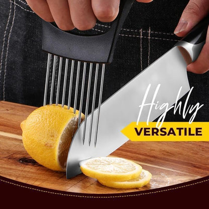 Stainless Steel Onion Slice Holder, Lemon Slicer Vegetable Cutter, Chopper Slicing Assistant Tool for Meat, Onion, Potato, Tomato Home Kitchen Tools (C-2 PCS) - color: C-2 PCS