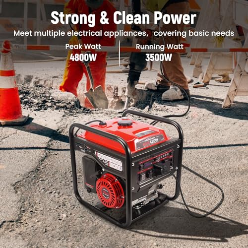 maXpeedingrods 4800 Watt Portable Inverter Generator, Gas Powered Open Frame Generator with ECO Mode, Lightweight for Outdoor Camping, Home Backup, Garden - style: MXR4800I+Gas+Open Frame