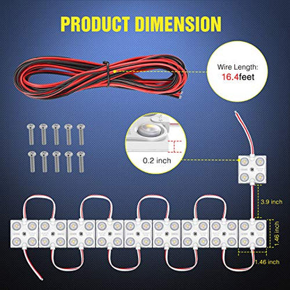 Nilight 40Leds Van Interior Light Kits 12V White Led Ceiling Lighting Kit for Truck RV Boats Caravans Trailers Lorries Ducato Transit （10 Modules） - size: 40Leds 10 Modules