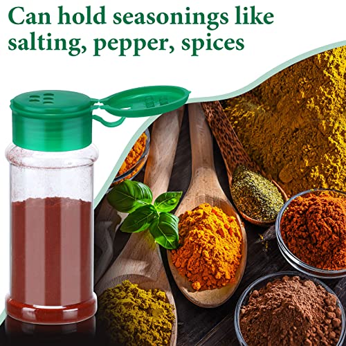 Amyhill 100 Pcs Plastic Spice Bottles Spice Jars Seasoning Jars Shaker Plastic Jars 3.3 Oz/ 100ml Seasoning Shaker with Shaker Lids(Green Lid) - color: Green Lid