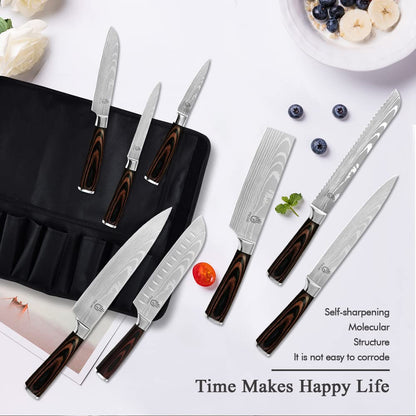 FULLHI Knife Set, 14pcs Japanese Knives Set, Premium German Stainless Steel chef Knife Set - color: Coffee wood, size: 14 Piece Knife Set