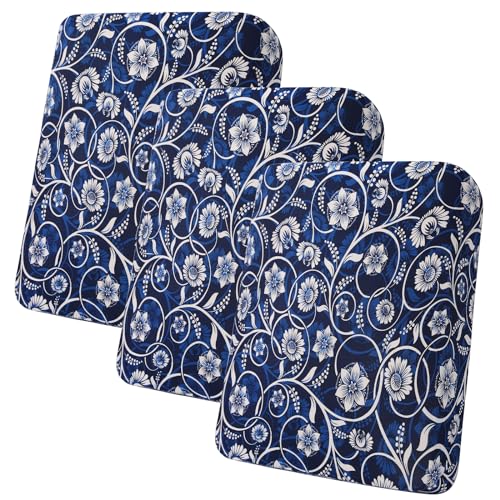 hyha Printed Couch Cushion Covers, Floral Sofa Covers Washable for 3 Cushion Couch, Stretch Pattern Outdoor Cushion Covers for Patio Furniture with Elastic Bottom(3 Packs, Baroque) - color: Navy & White, size: Seat Cover 3 Pack
