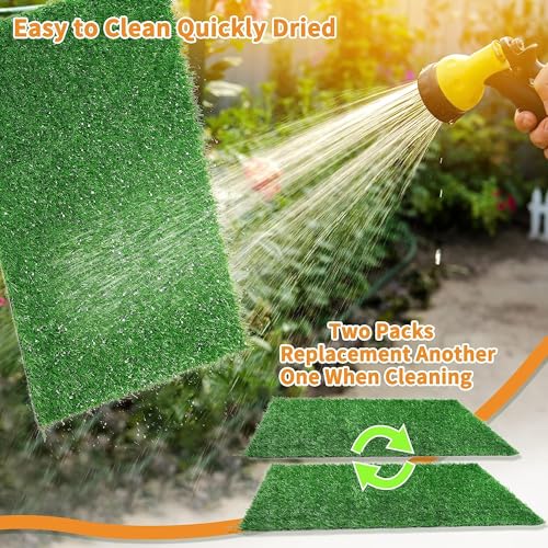 LOOBANI Dog Grass Pee Pads, 2 Pack Artificial Grass Pads for Potty Tray, Fake Grass for Dogs to Pee On, Outdoor Indoor Pee Grass for Dog Potty (18*23 inch) - size: 18*23 inch