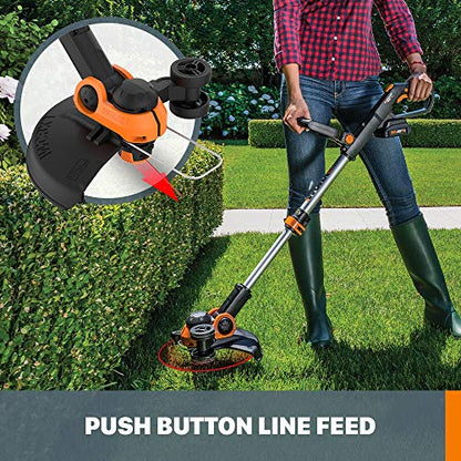 WORX 20V 12" Cordless String Trimmer & 360 CFM Leaf Blower Combo, 2 Batteries & Charger Included, WG928 - style: 12" Trimmer & 360 CFM Blower