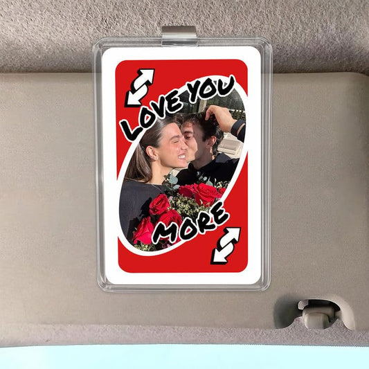 Gossby Personalized Photo Car Visor Clip Frame Love You More Couple Custom Picture Gift for Husband Wife Boyfriend Girlfriend - Father's Day 2026 Gift for Him Her - Drive Safe Keepsake for Dad - color: Love You More