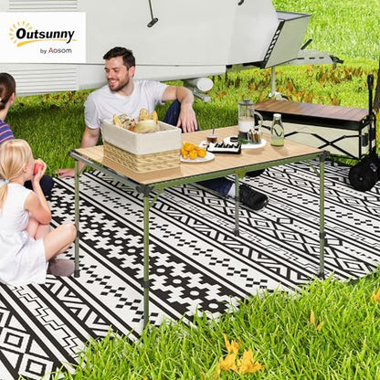 Outsunny Folding Camping Table, Adjustable Height Aluminum Table, Portable Camping Table for Picnic, Beach, BBQ, Light Brown