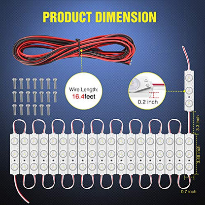Nilight 60Leds Van Interior Light Kits 12V White Led Ceiling Lighting Kit for Truck Van RV Boats Caravans Trailers Lorries Transit 20 Modules (TL-39) - size: 60Leds 20 Modules