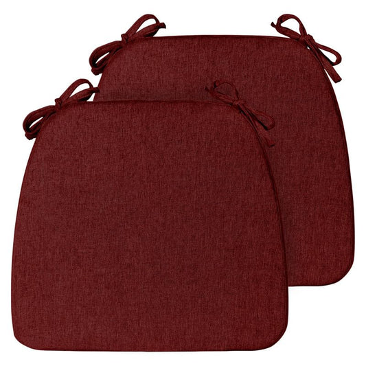 Chair Cushions Set of 2, D-Shaped Seat Cushion for Chair, Non Slip Chair Pads with Ties, 17" x 16" x 2", 40D Foam, Removable Washable Cover, Seat Cushions for Kitchen Chairs, Burgundy - color: Burgundy, size: 2 Pack