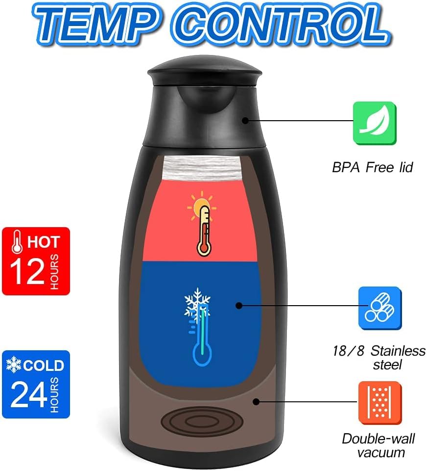 68oz Thermal Coffee Carafe, Stainless Steel Coffee Carafes for Keeping Hot, Airpot Insulated Tea Pot Dispenser for Hot Water, Tea, Hot Beverage - Keep 12 Hours Hot, 24 Hours Cold, Black - color: Black