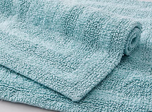 Eddie Bauer - Bathroom Rug, 100% Soft Plush Tufted Cotton Bath Rug, Highly Absorbent, Quick-Dry, and Reversible (Logan Turquoise, 2 Piece) - color: Turquoise, style: 2 Piece