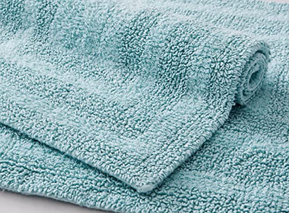 Eddie Bauer - Bathroom Rug, 100% Soft Plush Tufted Cotton Bath Rug, Highly Absorbent, Quick-Dry, and Reversible (Logan Turquoise, 2 Piece) - color: Turquoise, style: 2 Piece