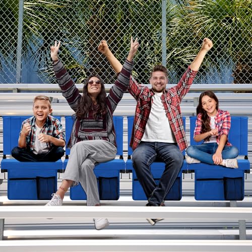 Stadium Seat for Bleachers with Back Support, Portable Bleacher Seat with Wide Comfy Padded Cushion, Metal Hook, Folding Stadium Chair with Shoulder Strap, Carry Handle, Cup Holder, Blue - color: Blue