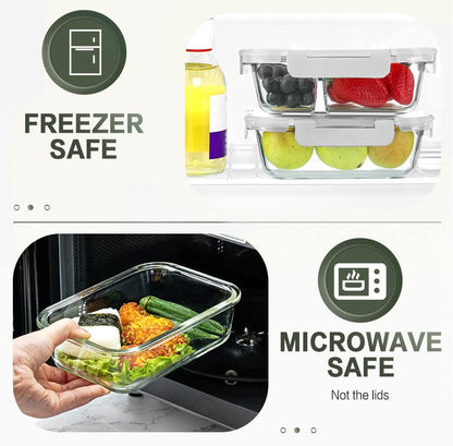 KOMUEE 10 Packs 30 oz Glass Meal Prep Containers,Glass Food Storage Containers with Lids,Airtight Lunch Bento Boxes,Microwave, Oven, Freezer and Dishwasher,White - color: White