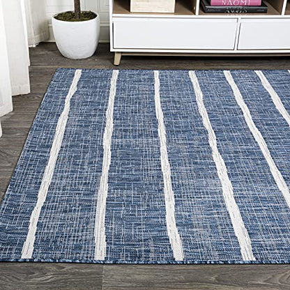 JONATHAN Y Berber Stripe Indoor Outdoor Area Rug 3X5 Blue/Ivory, Colonia for Backyard, Patio, Porch, Easy-Cleaning, High Traffic, Pet-Friendly, Non-Shedding (SMB125C-3) - size: Select