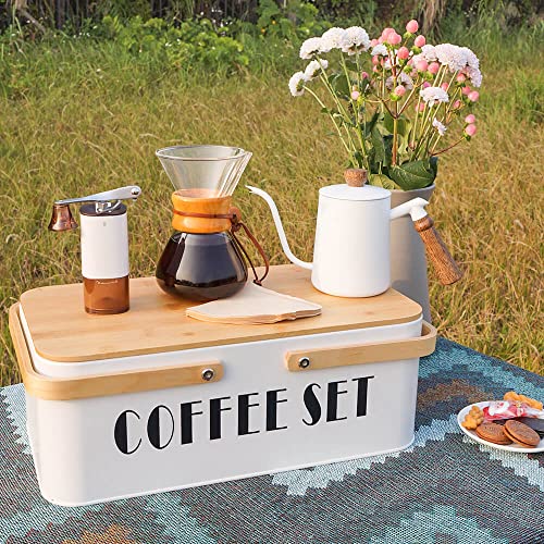 SOTECH Pour Over Coffee Maker Set Pour Over Coffee Dripper Manual Coffee Mill Grinder glass pour over coffee maker - color: White