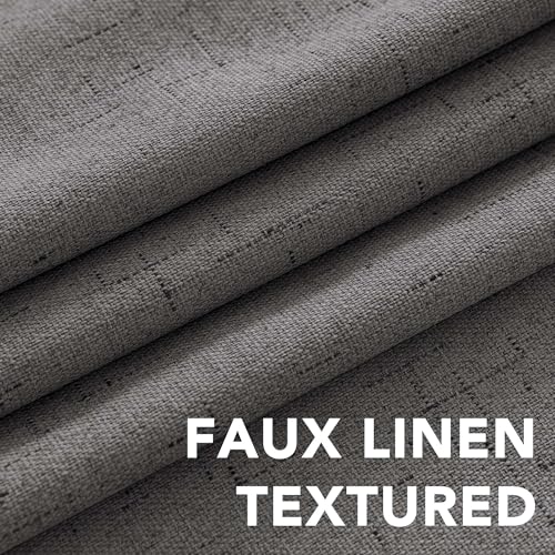 H.VERSAILTEX Linen Look 100% Blackout Curtains 45 Inches Long for Bedroom Full Light Blocking Rod Pocket 42 Inches Wide Linen Textured Thick Window Curtain Drapes with White Backing, Grey, 2 Panels - color: Grey, size: 42"W x 45"L (Pack of 2)