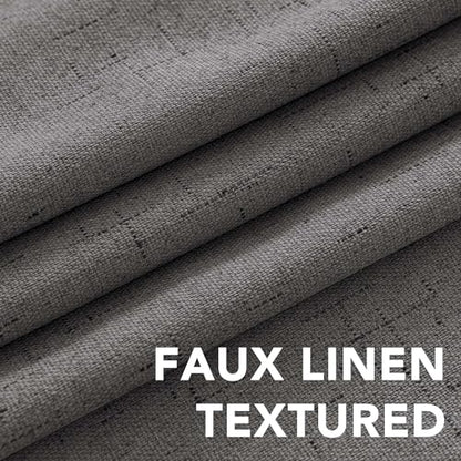 H.VERSAILTEX Linen Look 100% Blackout Curtains 45 Inches Long for Bedroom Full Light Blocking Rod Pocket 42 Inches Wide Linen Textured Thick Window Curtain Drapes with White Backing, Grey, 2 Panels - color: Grey, size: 42"W x 45"L (Pack of 2)