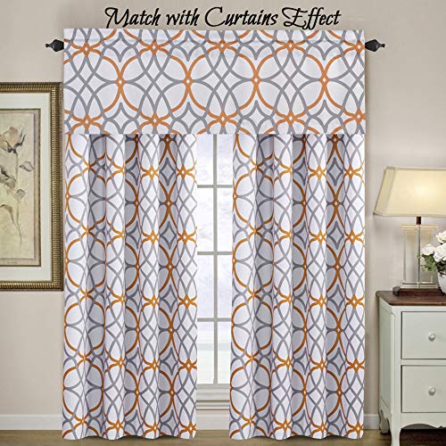 H.VERSAILTEX Blackout Curtain Valances for Kitchen Thermal Insulated Window Valances for Living Room Rod Pocket Short Curtain 1 Panel, 52x18 inch, Mustard and Grey - color: Geo in Mustard and Grey