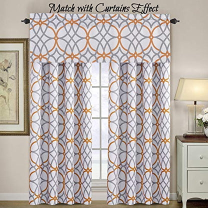 H.VERSAILTEX Blackout Curtain Valances for Kitchen Thermal Insulated Window Valances for Living Room Rod Pocket Short Curtain 1 Panel, 52x18 inch, Mustard and Grey - color: Geo in Mustard and Grey